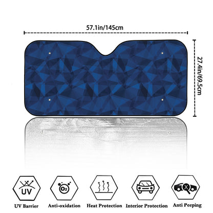 Blue Polygonal Geometric Print Car Windshield Sun Shade
