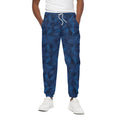 Blue Polygonal Geometric Print Cotton Sweatpants