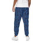 Blue Polygonal Geometric Print Cotton Pants