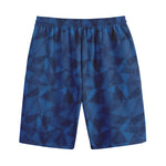 Blue Polygonal Geometric Print Cotton Shorts