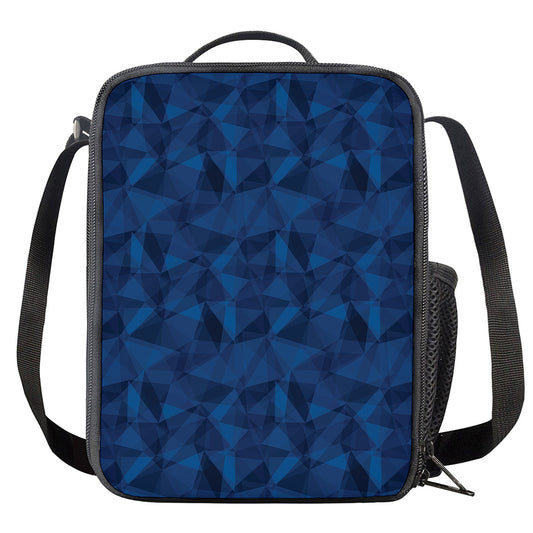 Blue Polygonal Geometric Print Crossbody Lunch Bag