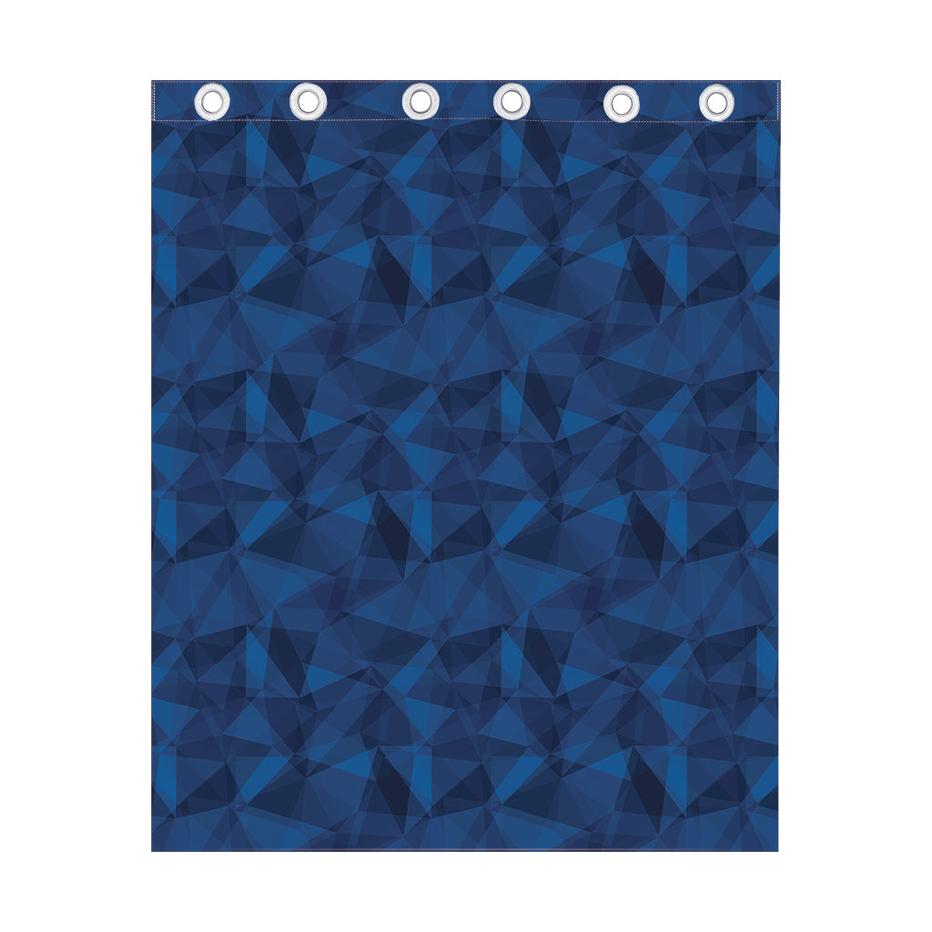 Blue Polygonal Geometric Print Curtain