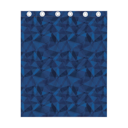 Blue Polygonal Geometric Print Curtain