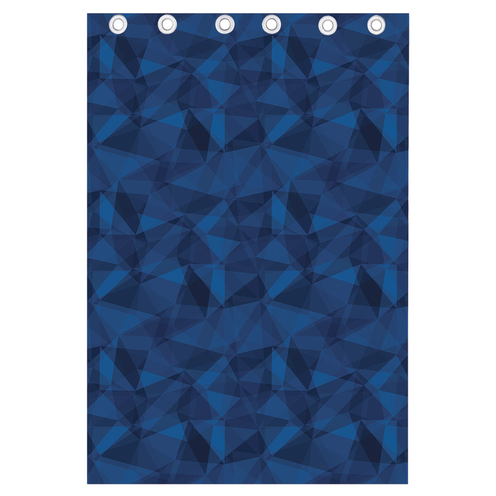 Blue Polygonal Geometric Print Curtain