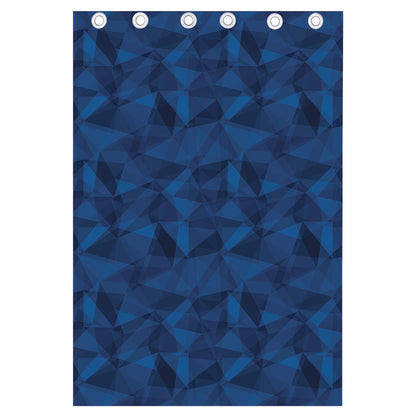 Blue Polygonal Geometric Print Curtain