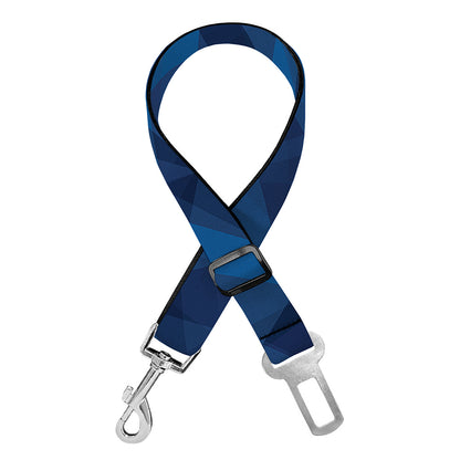 Blue Polygonal Geometric Print Dog Seat Belt