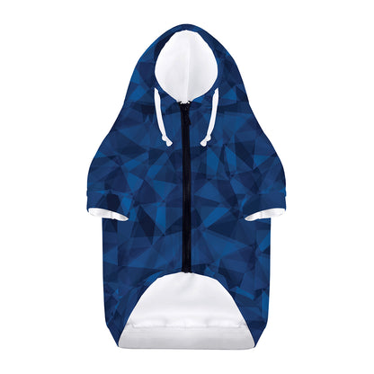 Blue Polygonal Geometric Print Dog Zip Up Hoodie