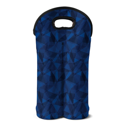 Blue Polygonal Geometric Print Double Neoprene Wine Tote