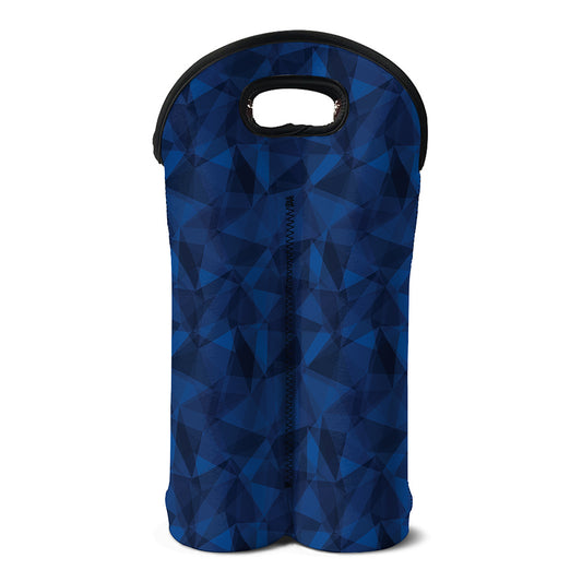 Blue Polygonal Geometric Print Double Neoprene Wine Tote
