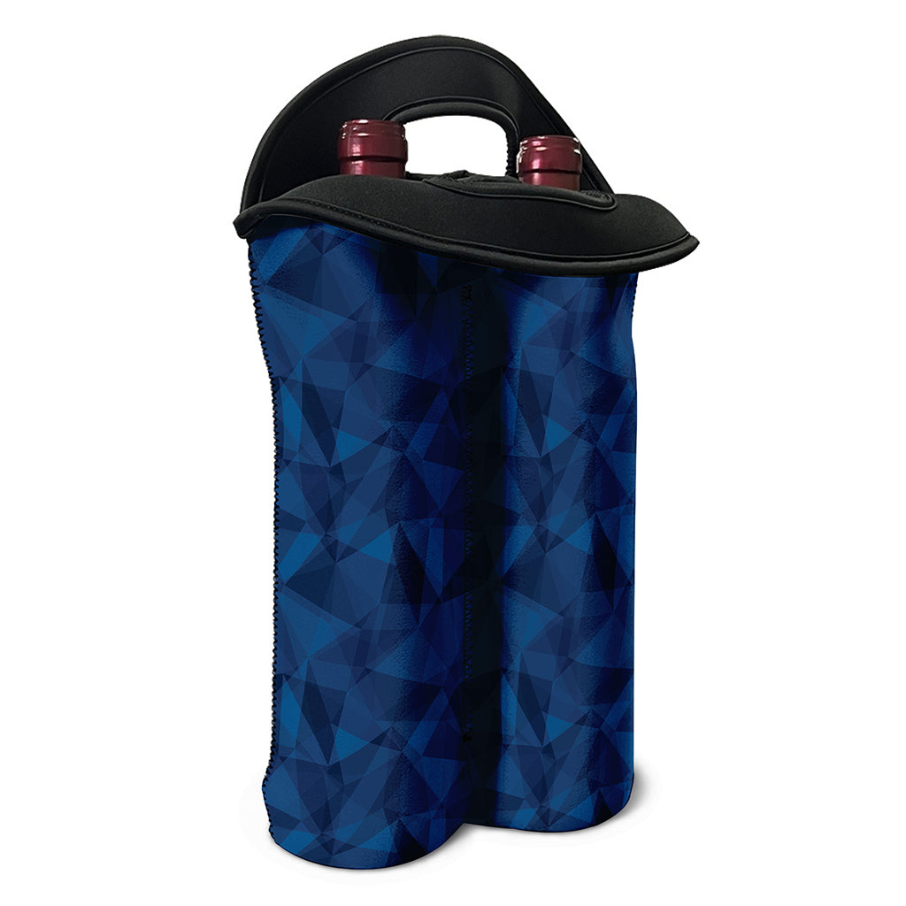 Blue Polygonal Geometric Print Double Neoprene Wine Tote