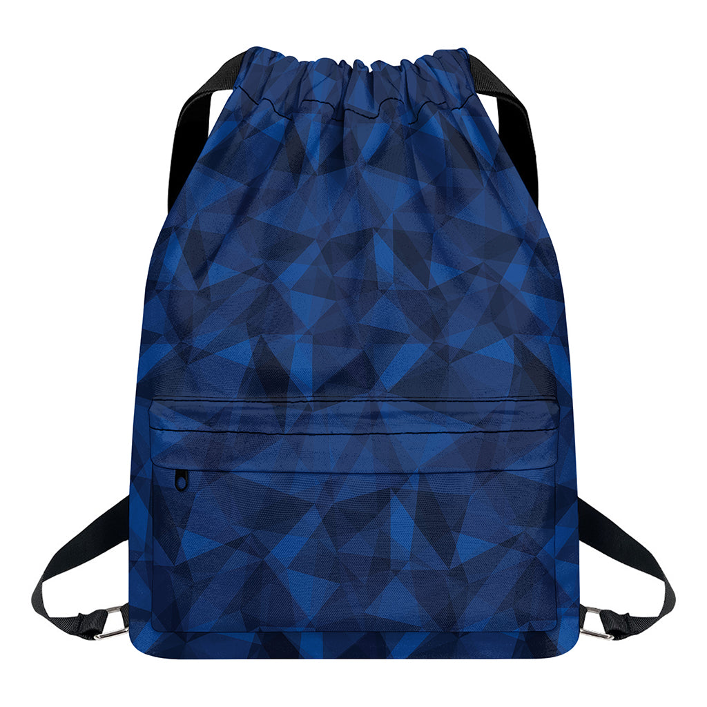 Blue Polygonal Geometric Print Drawstring Backpack