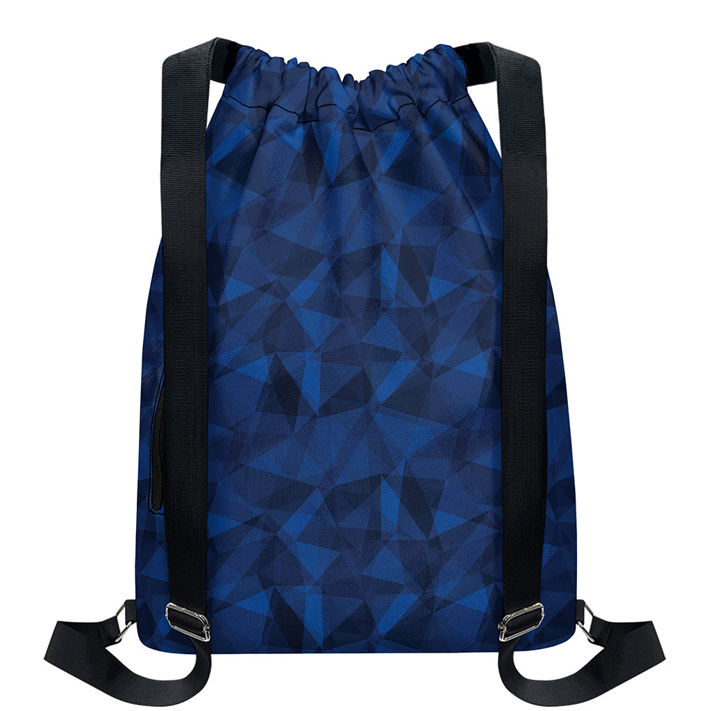 Blue Polygonal Geometric Print Drawstring Backpack