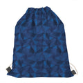 Blue Polygonal Geometric Print Drawstring Bag