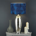 Blue Polygonal Geometric Print Drum Lamp Shade