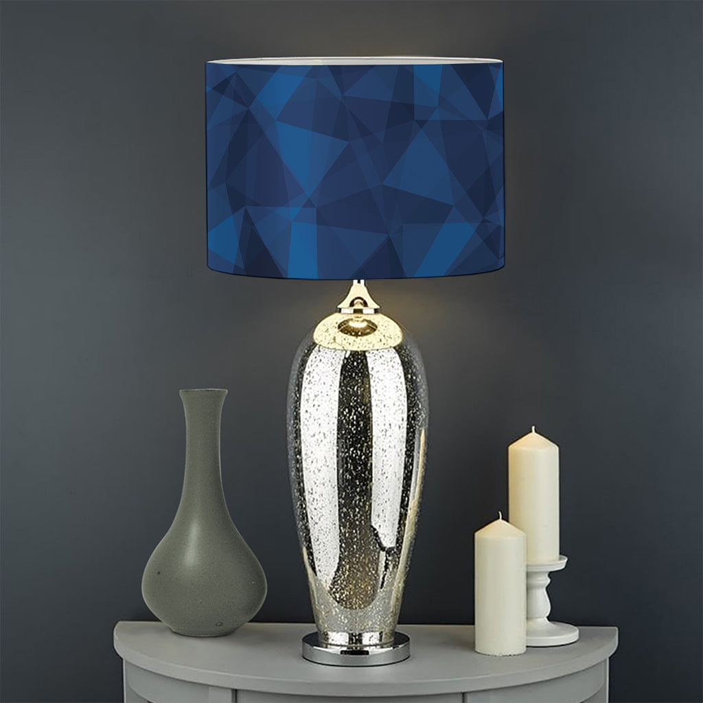 Blue Polygonal Geometric Print Drum Lamp Shade