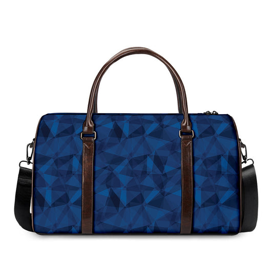 Blue Polygonal Geometric Print Duffle Bag