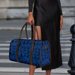 Blue Polygonal Geometric Print Duffle Bag