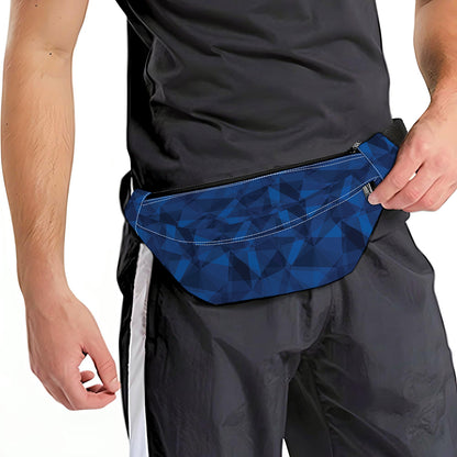 Blue Polygonal Geometric Print Fanny Pack