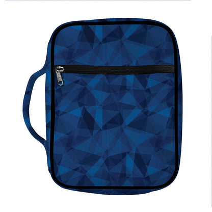 Blue Polygonal Geometric Print Front Pocket Bible Bag