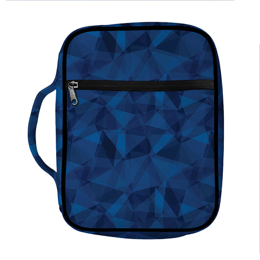 Blue Polygonal Geometric Print Front Pocket Bible Bag