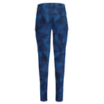 Blue Polygonal Geometric Print High-Waisted Pocket Leggings