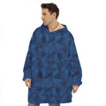 Blue Polygonal Geometric Print Hoodie Blanket