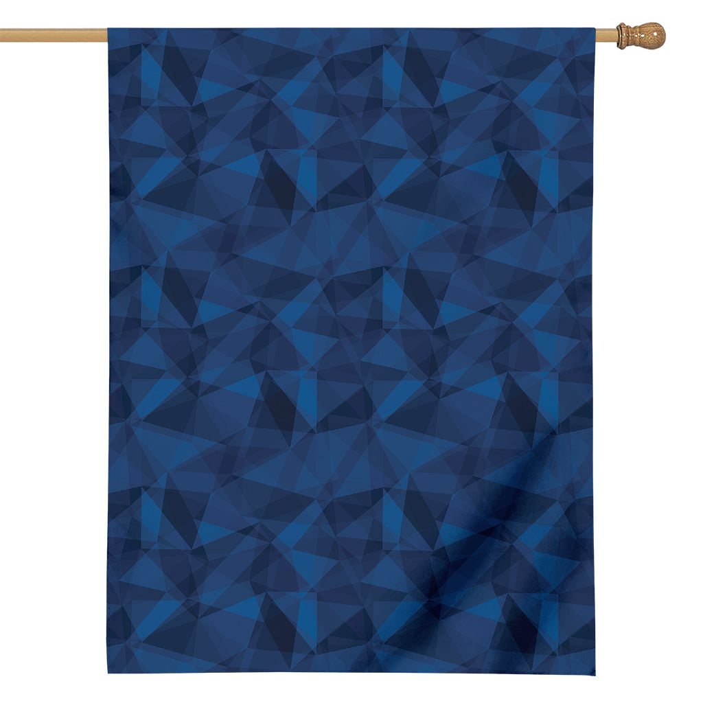 Blue Polygonal Geometric Print House Flag