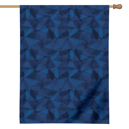 Blue Polygonal Geometric Print House Flag