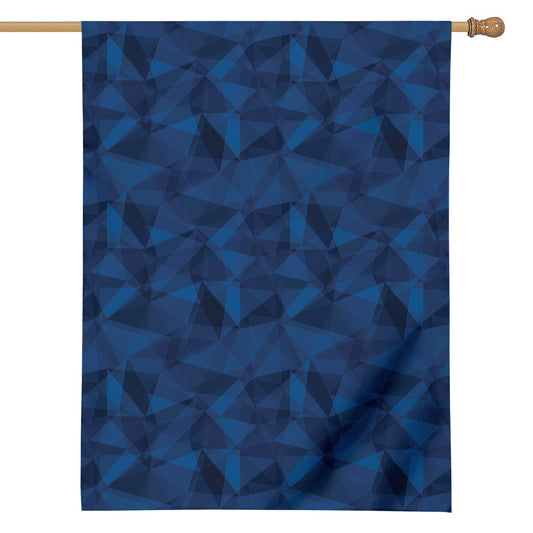 Blue Polygonal Geometric Print House Flag