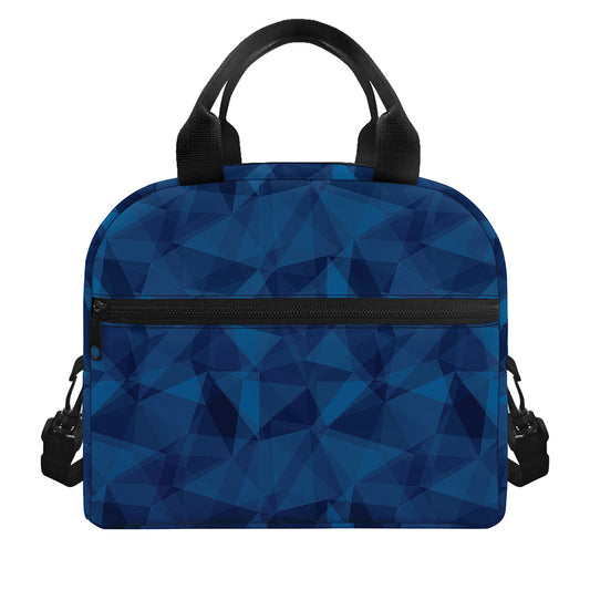 Blue Polygonal Geometric Print Insulated Lunch Bag