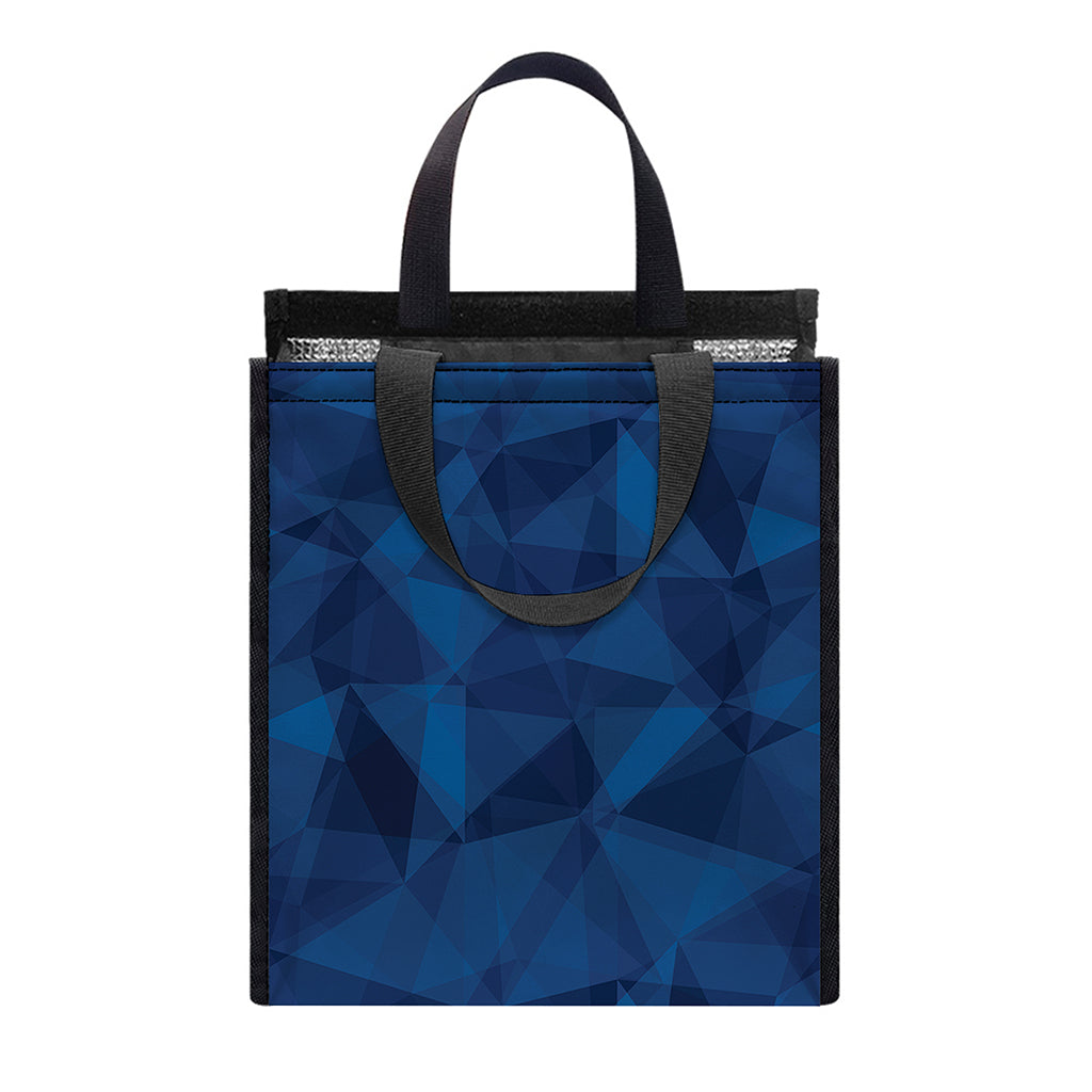 Blue Polygonal Geometric Print Insulated Lunch Tote