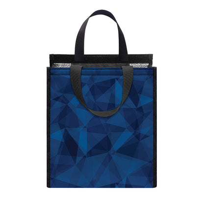 Blue Polygonal Geometric Print Insulated Lunch Tote