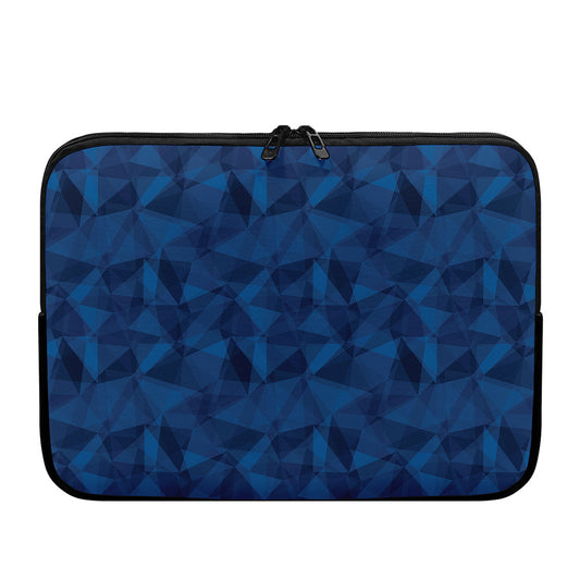 Blue Polygonal Geometric Print Laptop Sleeve