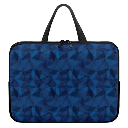 Blue Polygonal Geometric Print Laptop Sleeve With Handle