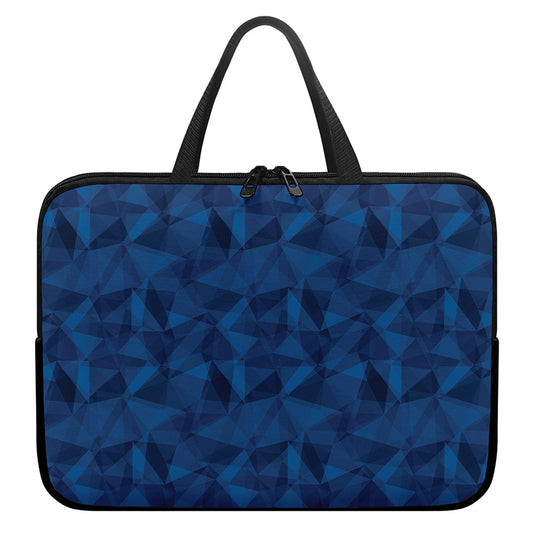 Blue Polygonal Geometric Print Laptop Sleeve With Handle