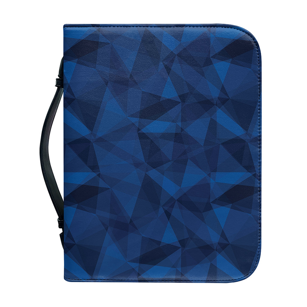 Blue Polygonal Geometric Print Leather Bible Cover