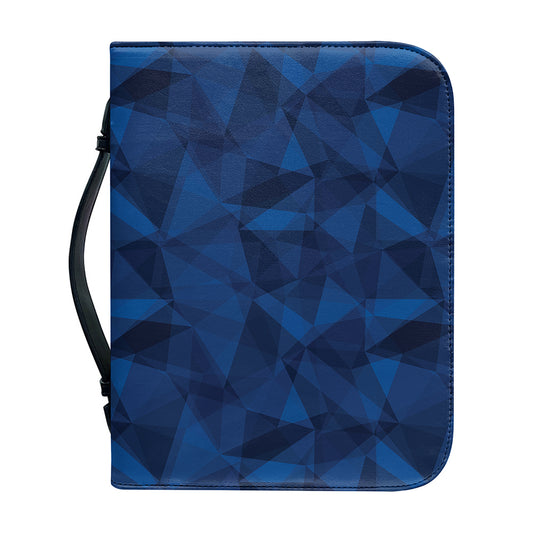 Blue Polygonal Geometric Print Leather Bible Cover