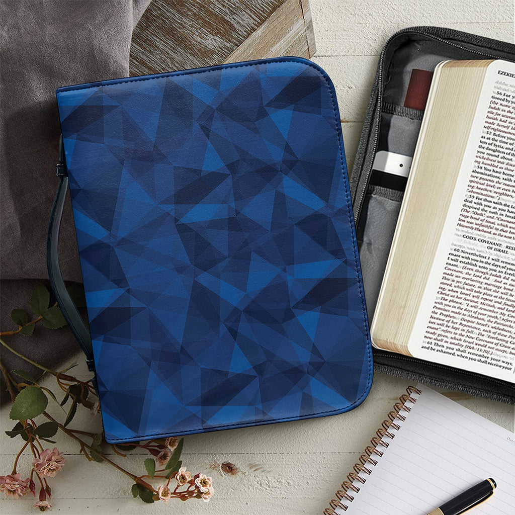 Blue Polygonal Geometric Print Leather Bible Cover