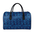 Blue Polygonal Geometric Print Leather Duffel Bag