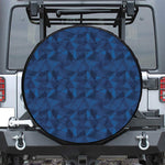 Blue Polygonal Geometric Print Leather Spare Tire Cover