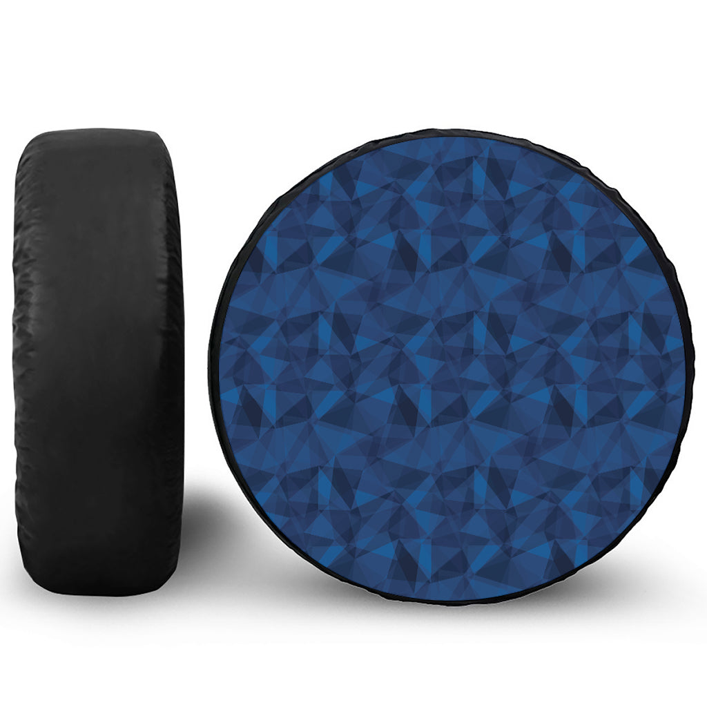 Blue Polygonal Geometric Print Leather Spare Tire Cover