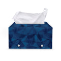 Blue Polygonal Geometric Print Leather Tissue Box Cover