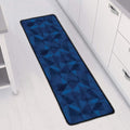 Blue Polygonal Geometric Print Long Kitchen Mat