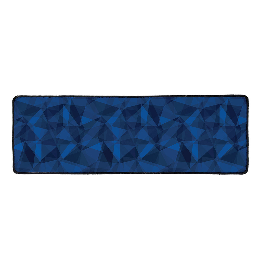 Blue Polygonal Geometric Print Long Kitchen Mat