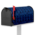 Blue Polygonal Geometric Print Mailbox Cover