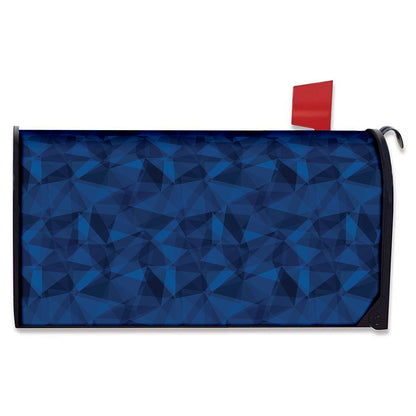 Blue Polygonal Geometric Print Mailbox Cover