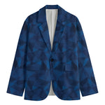 Blue Polygonal Geometric Print Men's Blazer