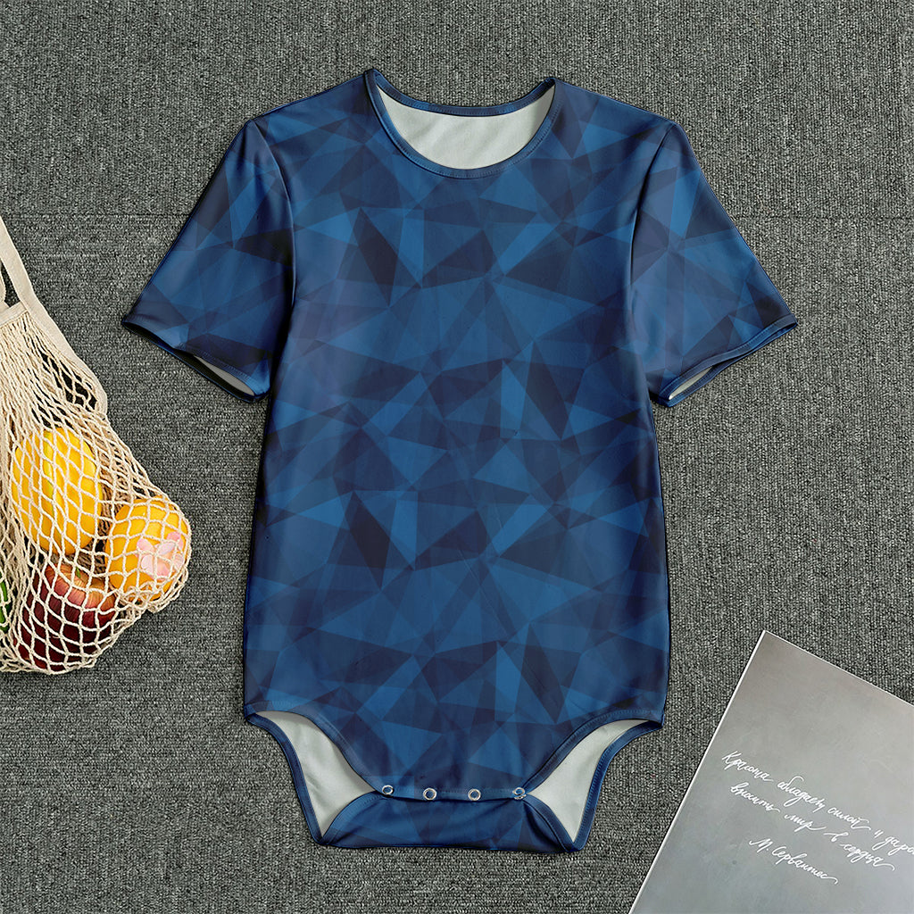 Blue Polygonal Geometric Print Men's Bodysuit