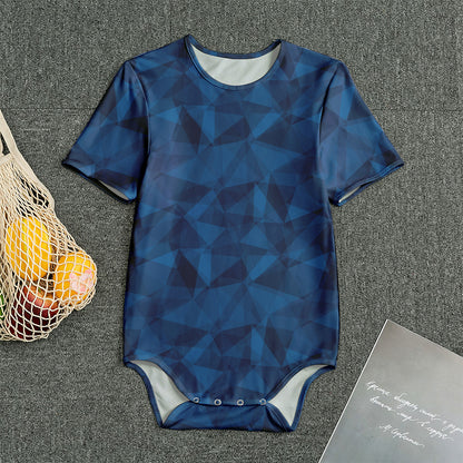 Blue Polygonal Geometric Print Men's Bodysuit