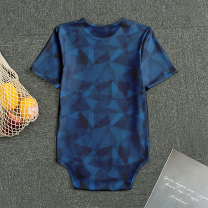 Blue Polygonal Geometric Print Men's Bodysuit